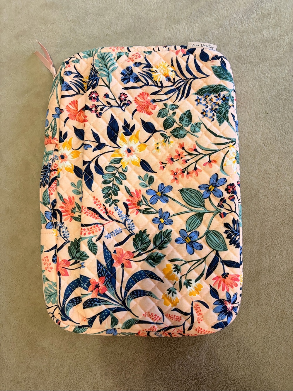 Vera Bradley Pink Floral Quilted Tech Organizer with Multicolor Blooms
